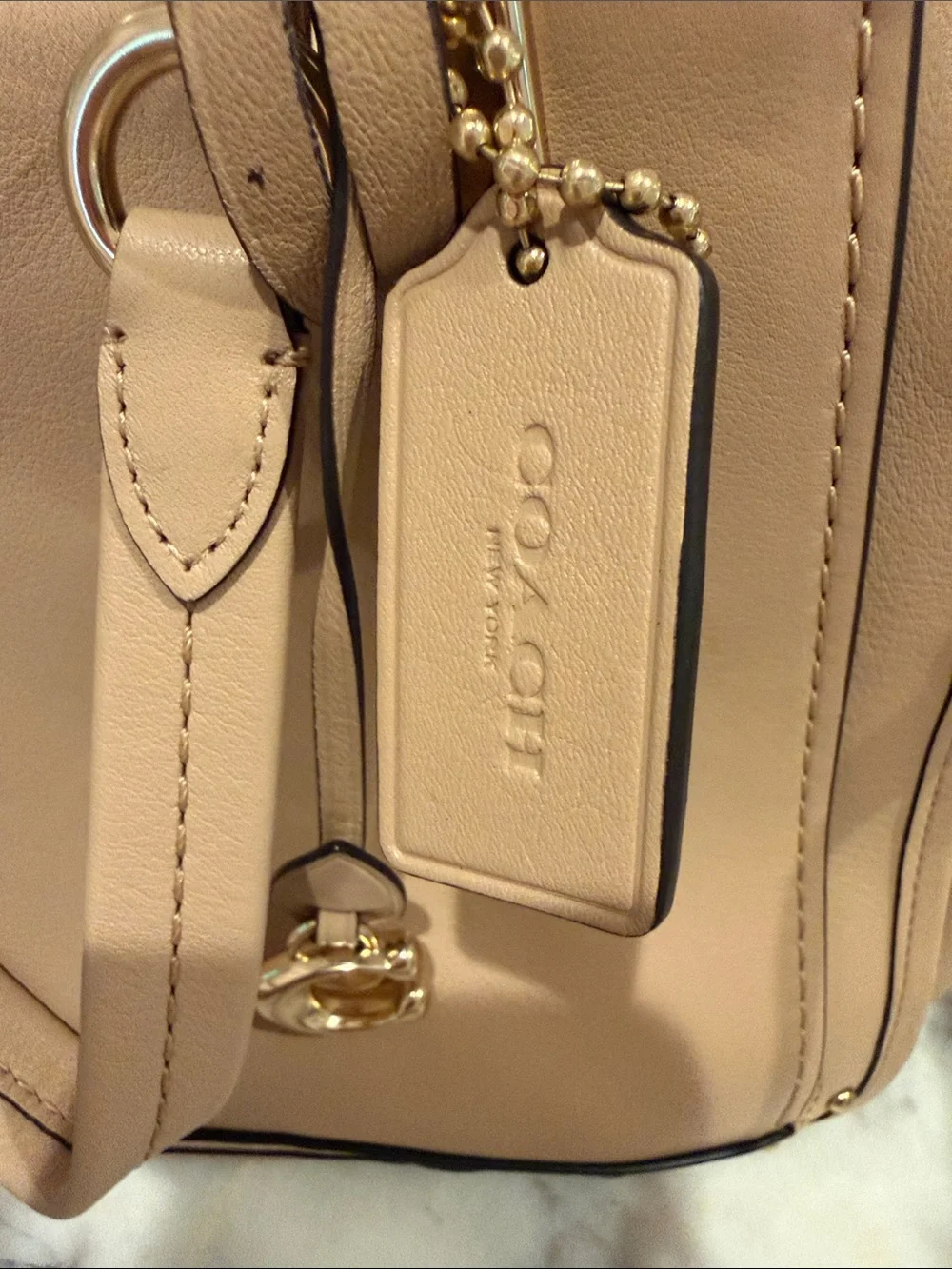 Coach Pebble Leather Satchel in Tan with Gold Hardware